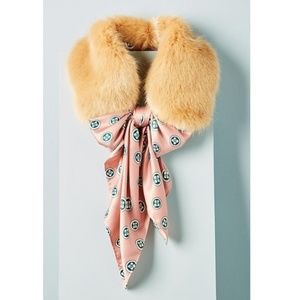 Anthropologie two-in-one faux fur with silk scarf